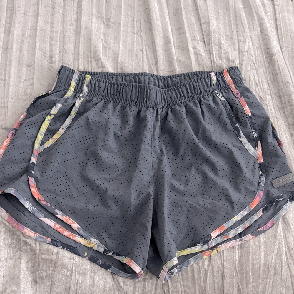Calvin Klein Gray Athletic Shorts with Multicolor Trim
